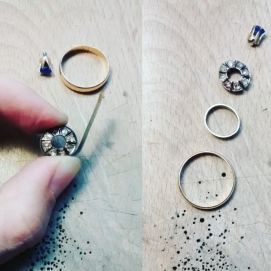 Conversió d'una tanca de polsera en peça central d'un anell / Transforming an old bracelet's clasp into a ring